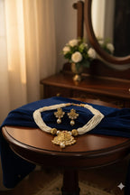 Ringing Jewels "Rajwadi" Unique Temple Necklace Set Premium Quality With Earrings - Ruby Colour