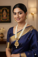 Ringing Jewels "Rajwadi" Unique Temple Necklace Set Premium Quality With Earrings - Ruby Colour