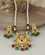 Ringing Jewels "Rajwadi" Unique Necklace Set Premium Quality With Earrings - Ruby Colour