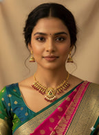 Ringing Jewels "Antique" Gold Finish Necklace Set Premium Quality With Earrings