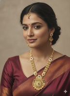 Ringing Jewels "Rajwadi" Necklace Set With Earrings and Mang Teeka