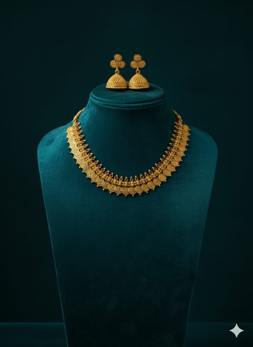 Ringing Jewels "Antique" Ginni Necklace Set With Earrings - Multi Colour