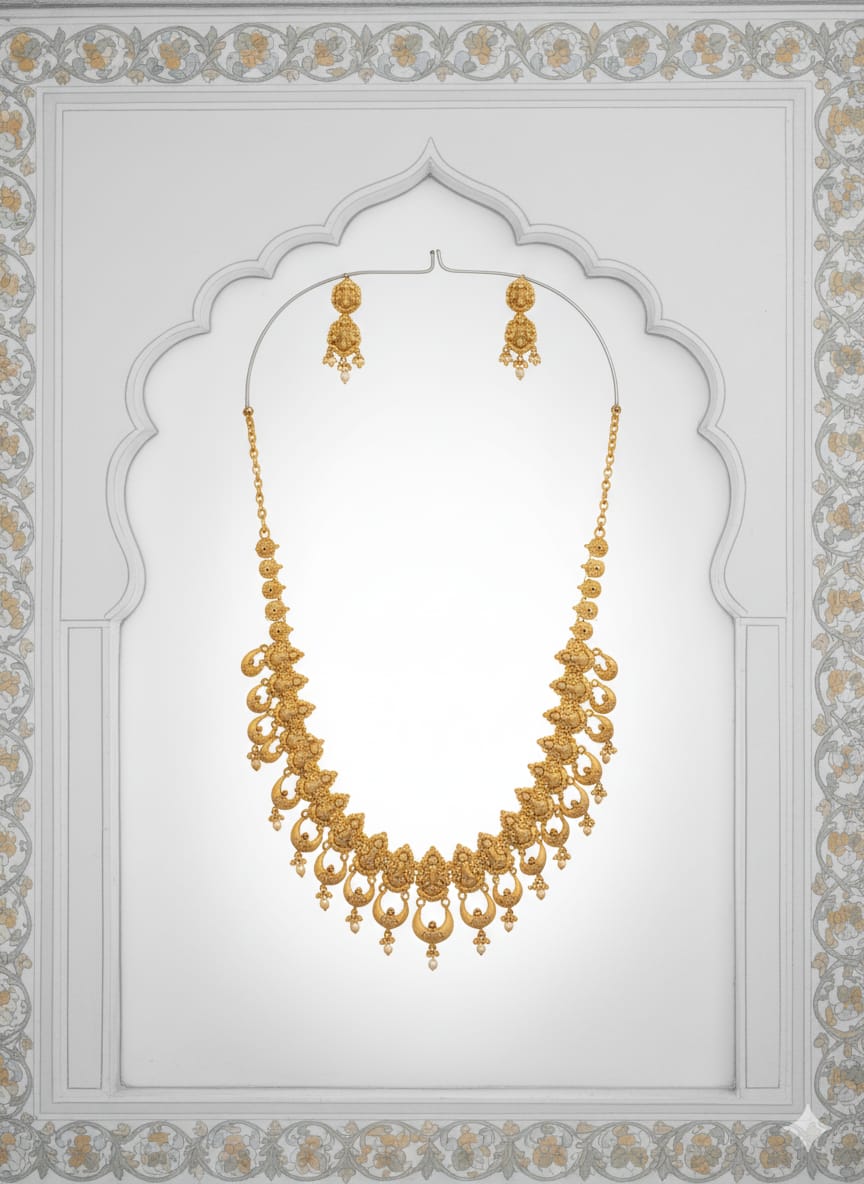 Ringing Jewels "Antique" Gold Finish Temple Set With Earrings