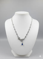 Ringing Jewels "AD" Necklace Set With Earrings - Blue Colour