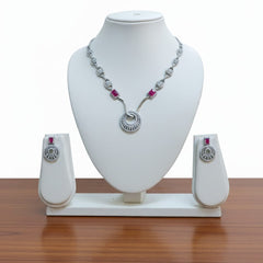 Classic Necklace /  AD jewellery  With Earrings / Unique Like You - Handcrafted Jewellery