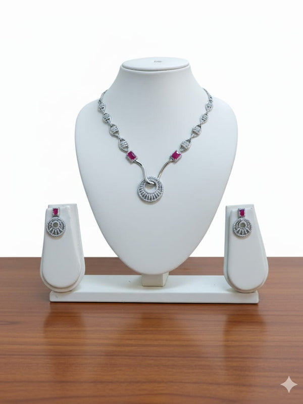 Classic Necklace /  AD jewellery  With Earrings / Unique Like You - Handcrafted Jewellery