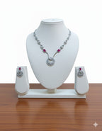 Classic Necklace /  AD jewellery  With Earrings / Unique Like You - Handcrafted Jewellery