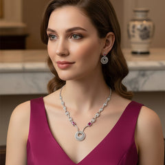 Classic Necklace /  AD jewellery  With Earrings / Unique Like You - Handcrafted Jewellery