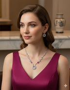 Classic Necklace /  AD jewellery  With Earrings / Unique Like You - Handcrafted Jewellery