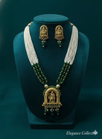 Ringing Jewels "Rajwadi" Unique Temple Necklace Set Premium Quality With Earrings - Multi Colour