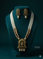 Ringing Jewels "Rajwadi" Unique Temple Necklace Set Premium Quality With Earrings - Multi Colour