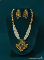 Ringing Jewels "Rajwadi" Unique Temple Necklace Set Premium Quality With Earrings - Ruby Colour