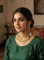 Ringing Jewels "Rajwadi" Unique Necklace Set Premium Quality With Earrings - Ruby Colour