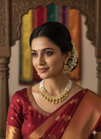 Ringing Jewels "Rajwadi" Unique Necklace Set Premium Quality With Earrings - Ruby Colour