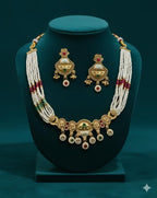 Ringing Jewels "Rajwadi" Unique Necklace Set Premium Quality With Earrings - White Colour