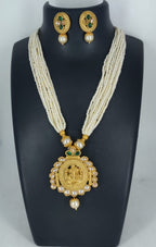 Ringing Jewels "Rajwadi" Unique Temple Necklace Set Premium Quality With Earrings - Ruby Colour