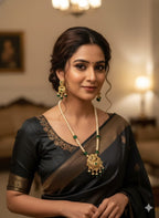 Ringing Jewels "Rajwadi" Unique Necklace Set Premium Quality With Earrings - Ruby Colour