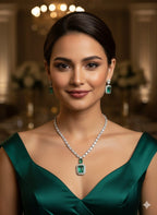 Ringing Jewels "AD" Necklace Set Premium Quality With Earrings - Mint Colour