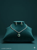 Ringing Jewels "AD" Necklace Set Premium Quality With Earrings - Mint Colour