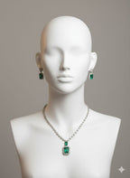 Ringing Jewels "AD" Necklace Set Premium Quality With Earrings - Mint Colour
